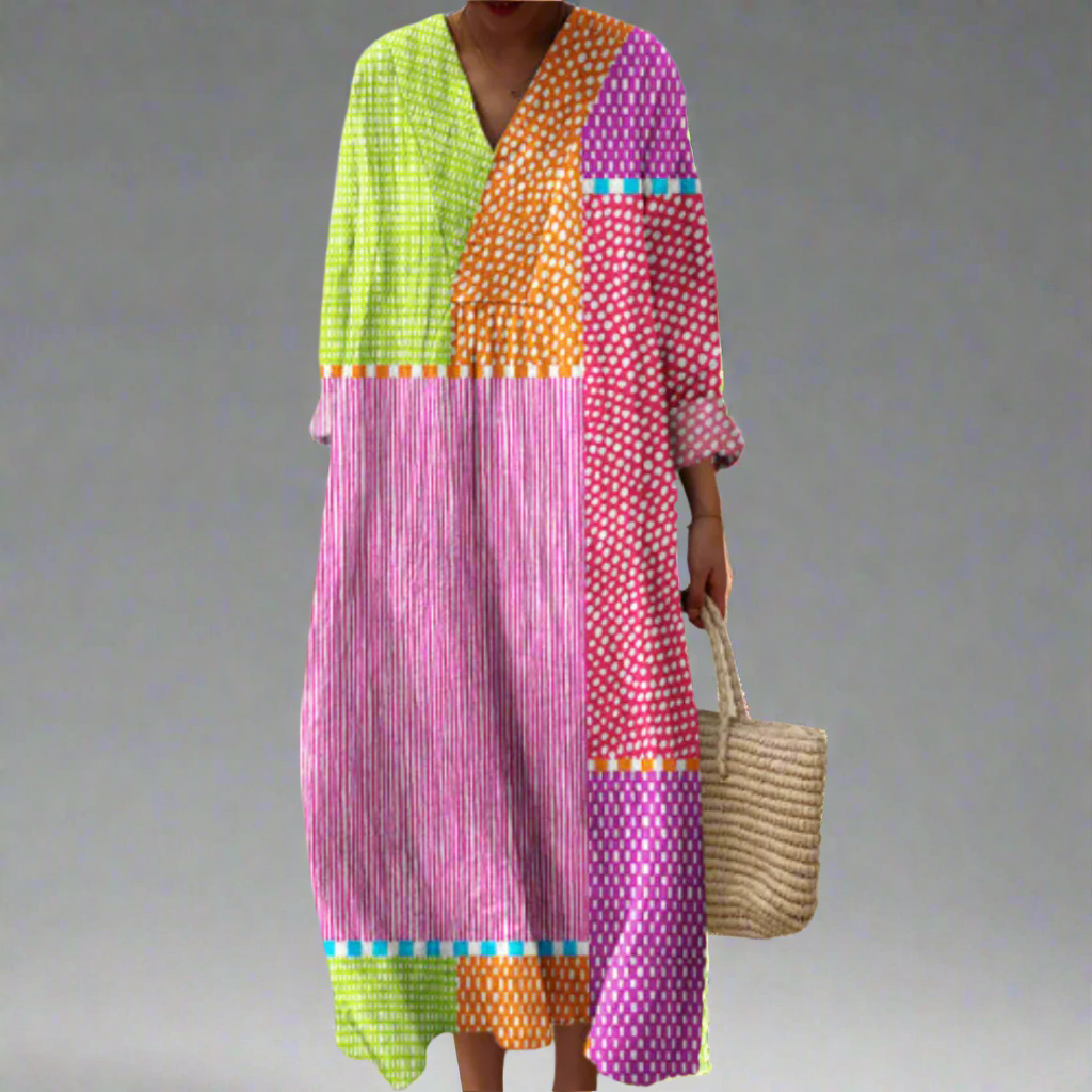 Ruby - Patchwork Polka Maxi Dress