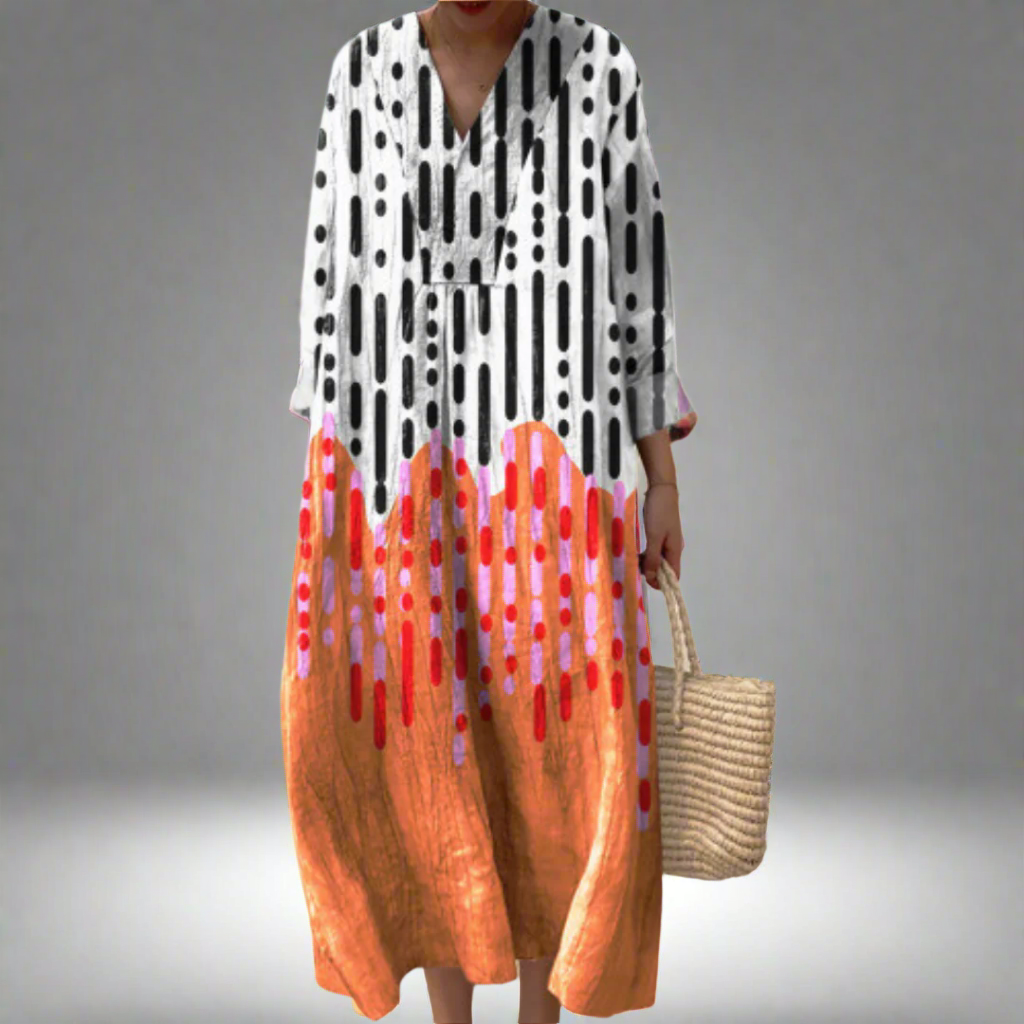 Tessa - Abstract Drip Print Maxi Dress