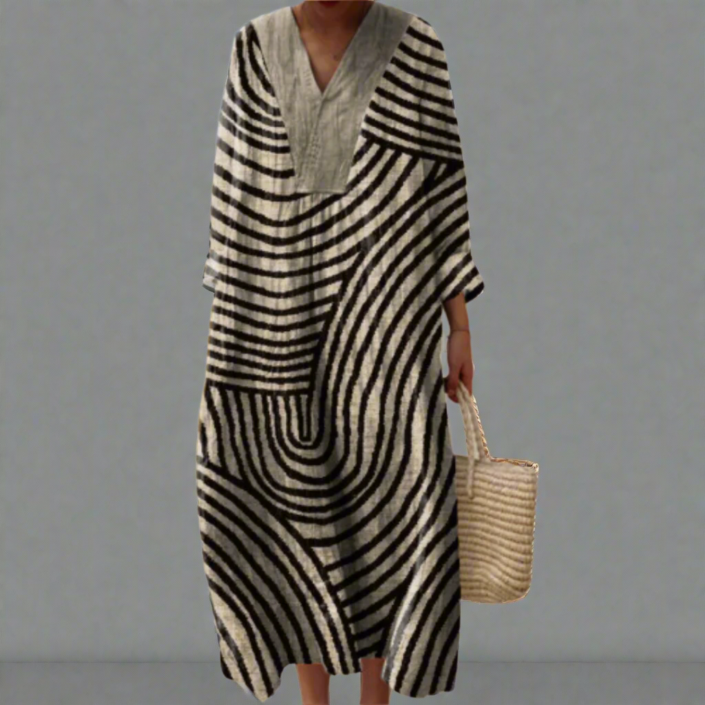 Irene - Monochrome Maze Flow Dress