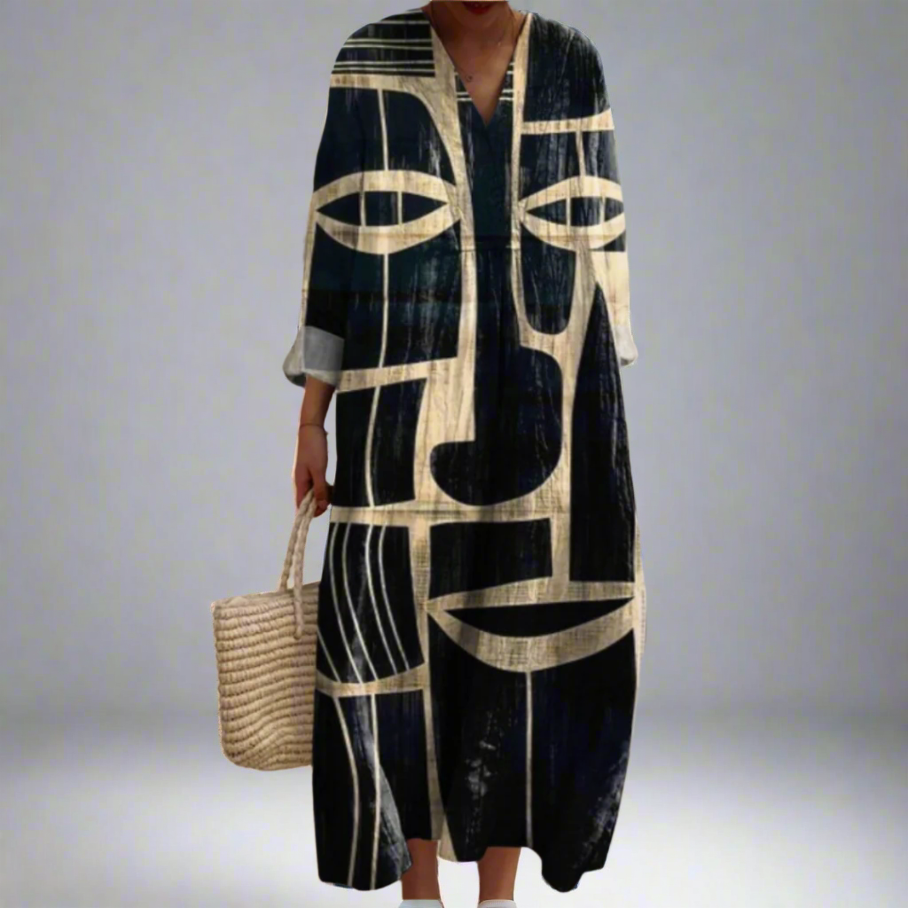 Lorna - Tribal-Inspired Artistic Midi Dress