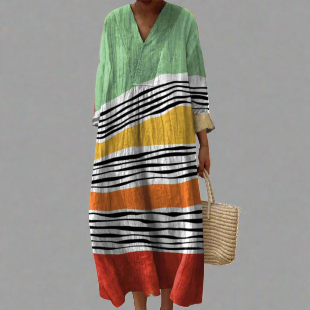 Marina - Coastal Stripes Relaxed Maxi Dress