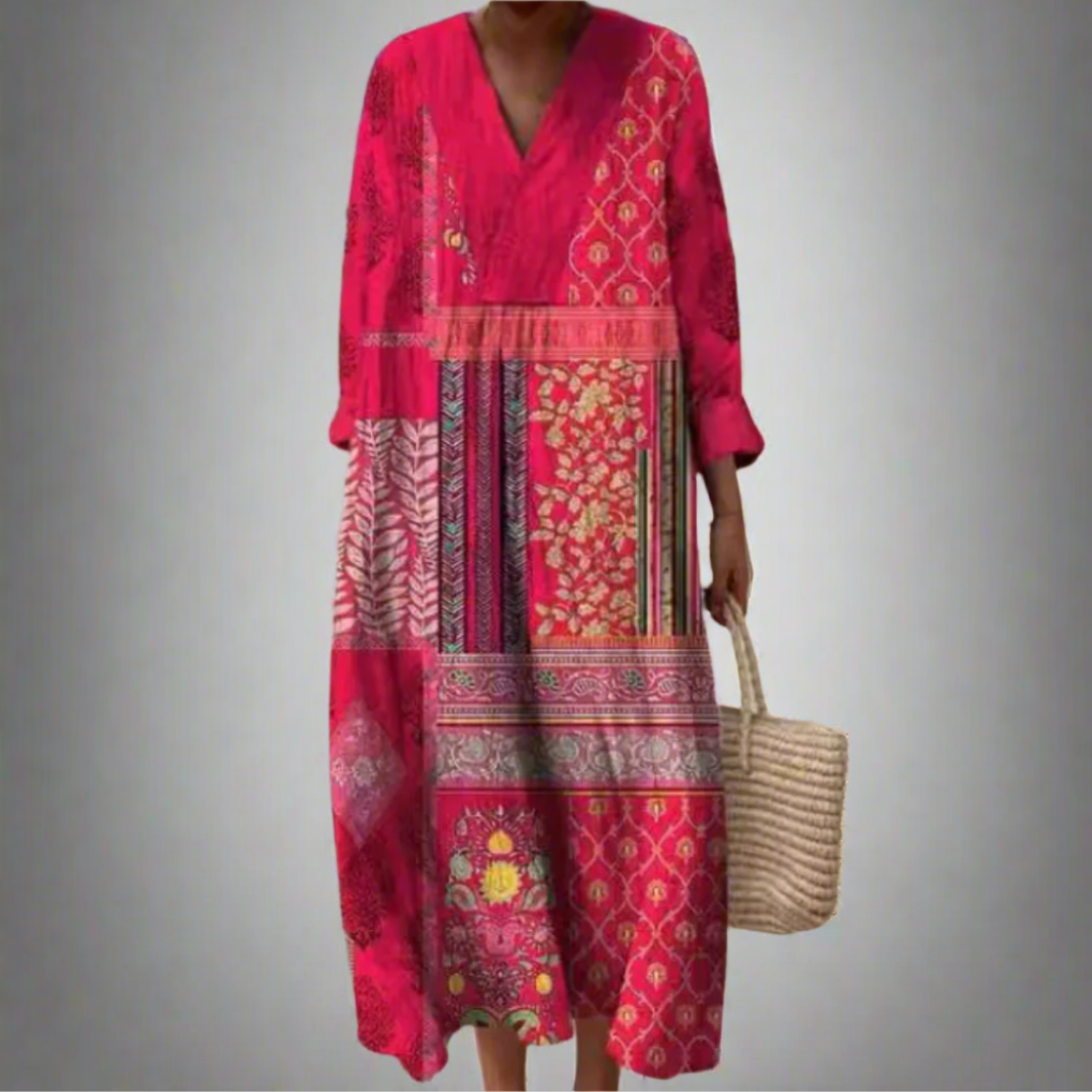 Maisie - Boho Patchwork Longline Midi Dress