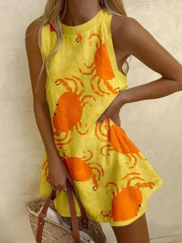 Orvienne - Mini Dress with Crab Print