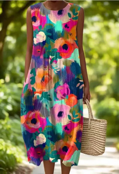 Callie – Sleeveless Cotton & Linen Dress