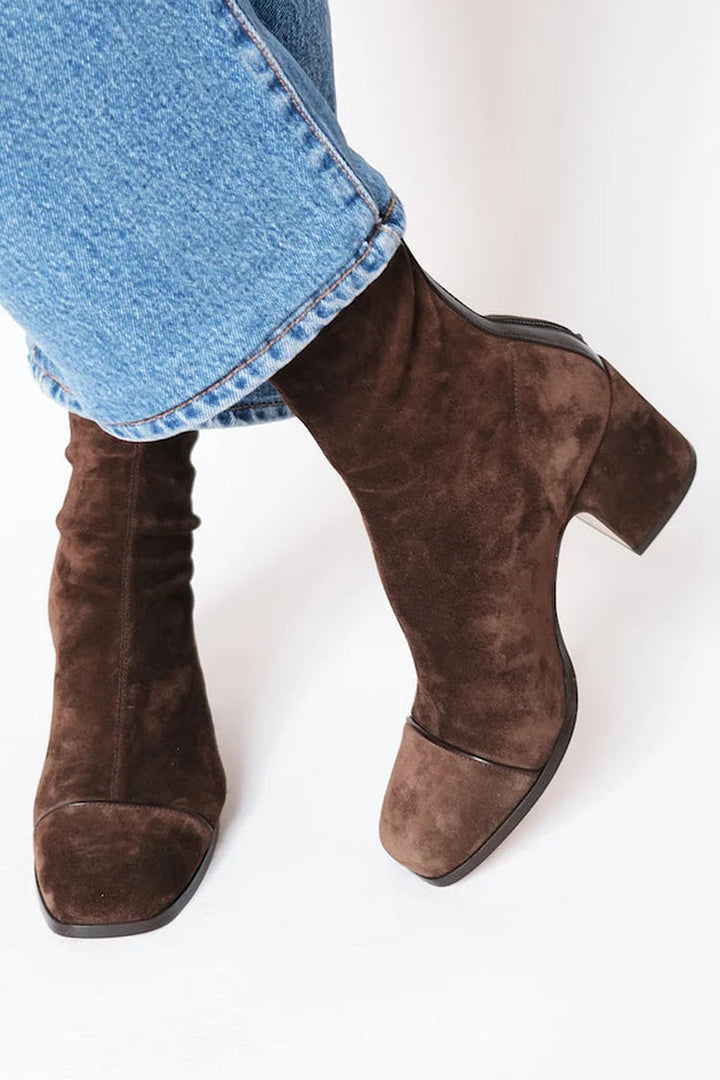 Sleek Sophistication: Block Heel Square-Toe Boots