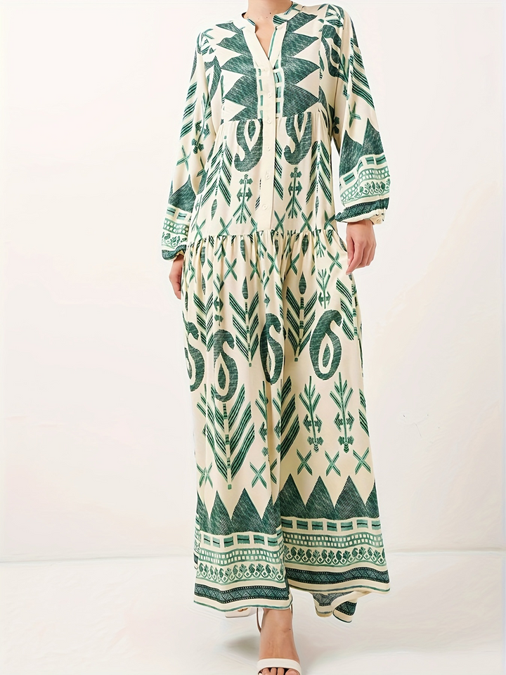 CRESSIDA – FLOWY DRESS WITH STATEMENT LANTERN SLEEVES