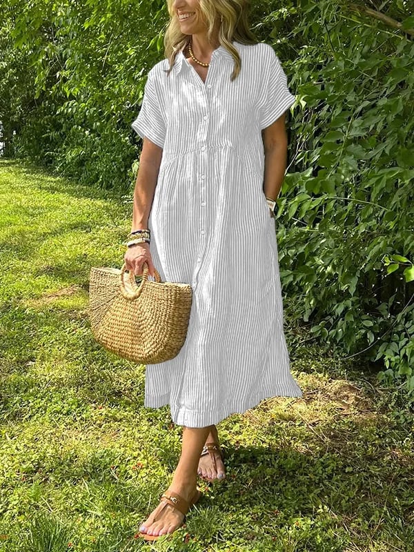 THALESSIA – STRIPED SHIRT DRESS