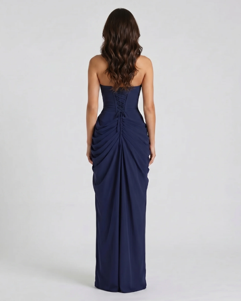 Charlotte Ruched Maxi Dress - Navy