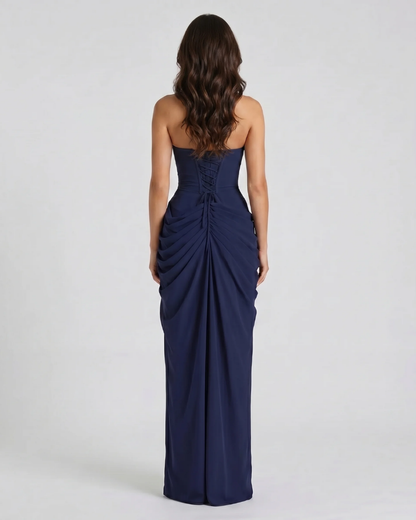Charlotte Ruched Maxi Dress - Navy