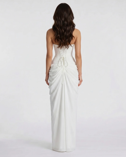 Charlotte Ruched Maxi Dress - White