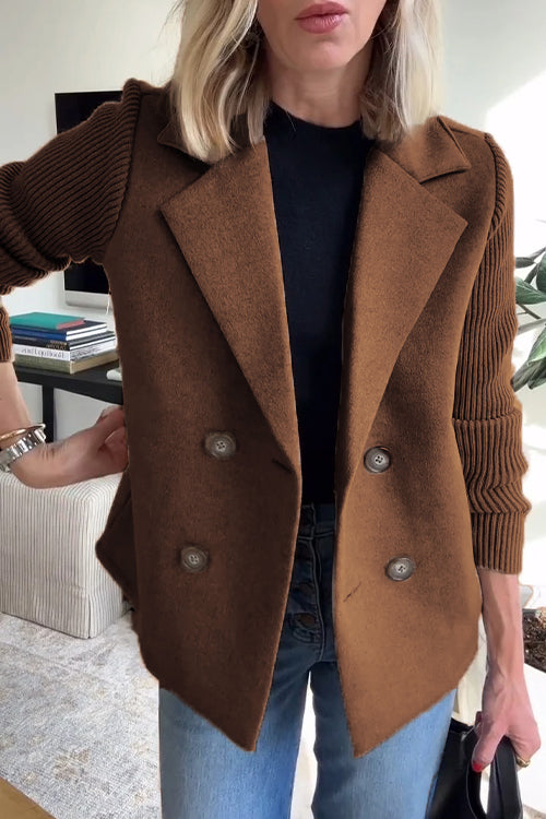 Lenora - Premium Chic Knit-Sleeve Blazer
