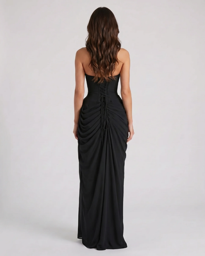 Charlotte Ruched Maxi Dress - Black