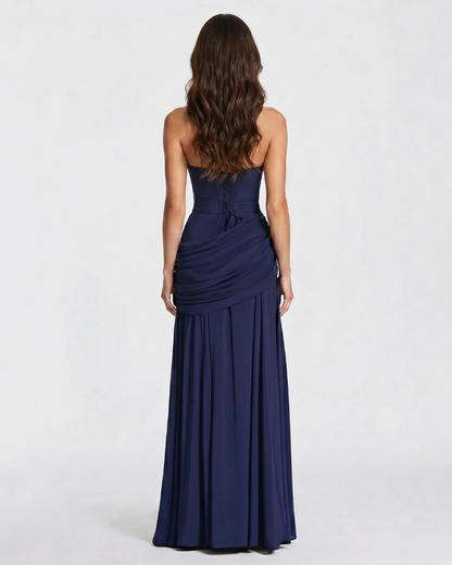 Macy Ruched Maxi Dress - Navy