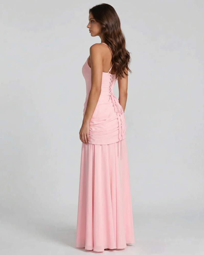 Macy Ruched Maxi Dress - Pink