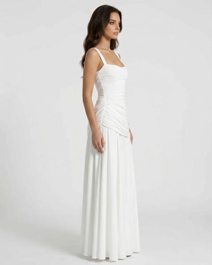 Macy Ruched Maxi Dress - White