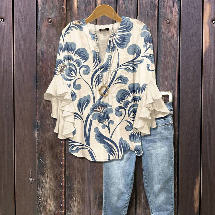 THALIORA – ELEGANT BLOUSE WITH RETRO FLORAL PATTERN