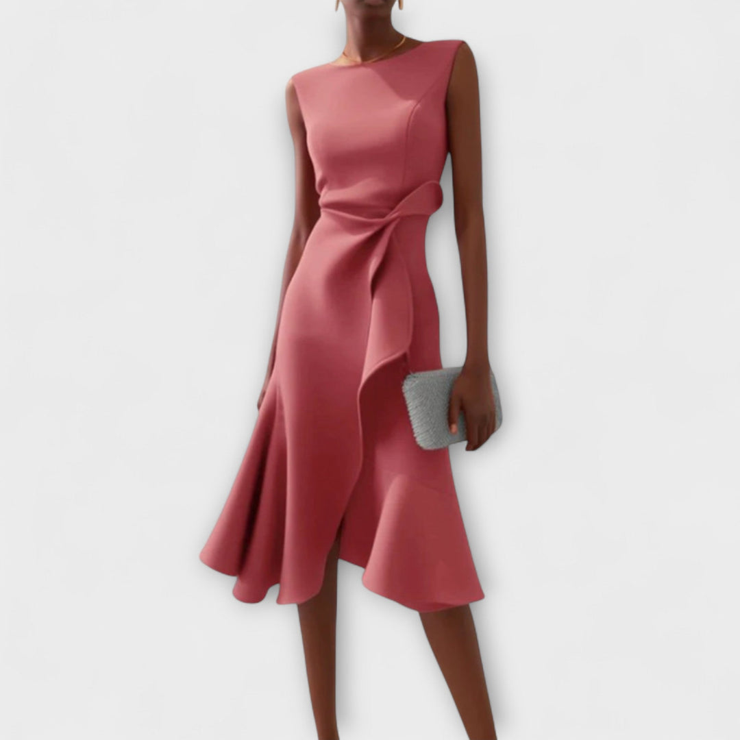 Juliette – Elegant Draped Asymmetrical Midi Dress