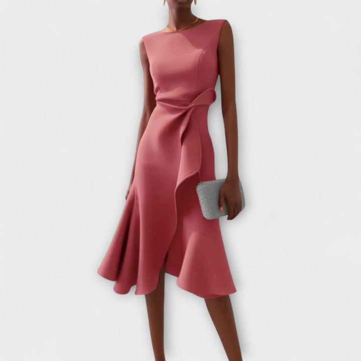 Juliette – Elegant Draped Asymmetrical Midi Dress
