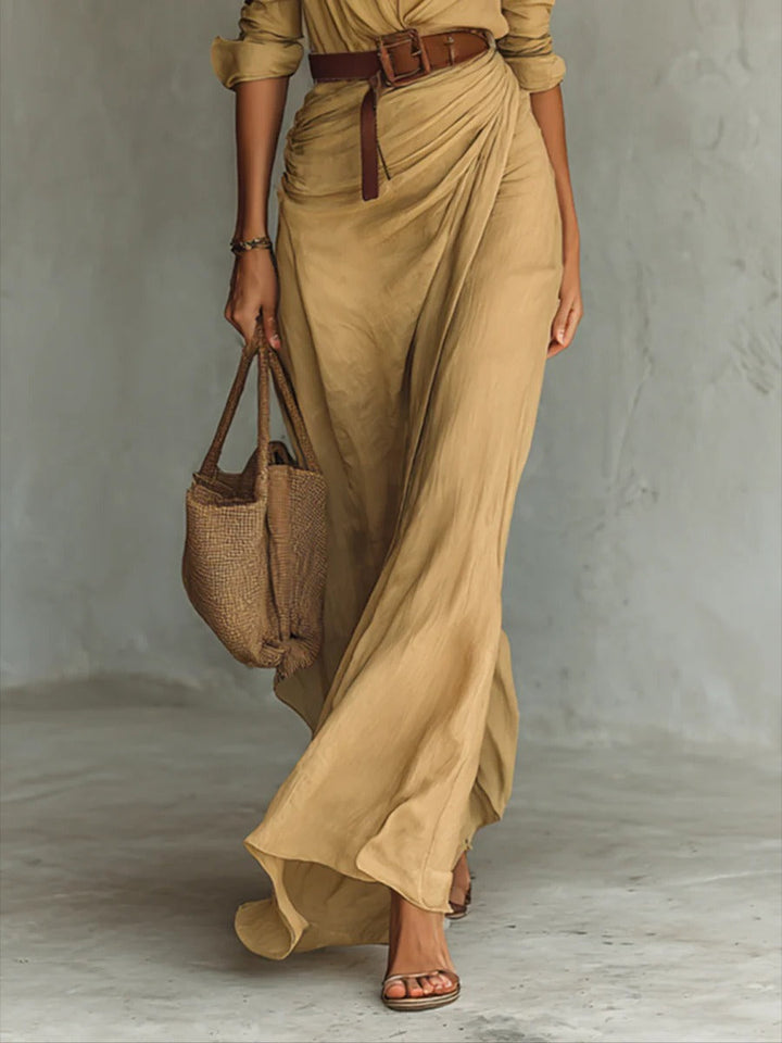 LUCHIA – WOMEN’S LONG BELTED DRESS
