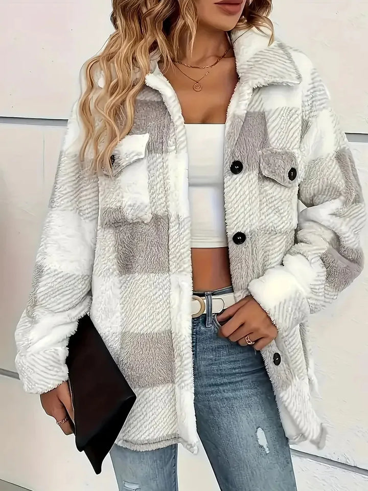 AURILENNE – STYLISH PLAID FLEECE JACKET