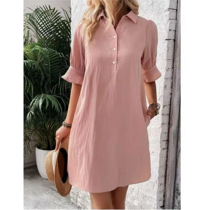 Franchesca - Casual Button Down Shirt Dress