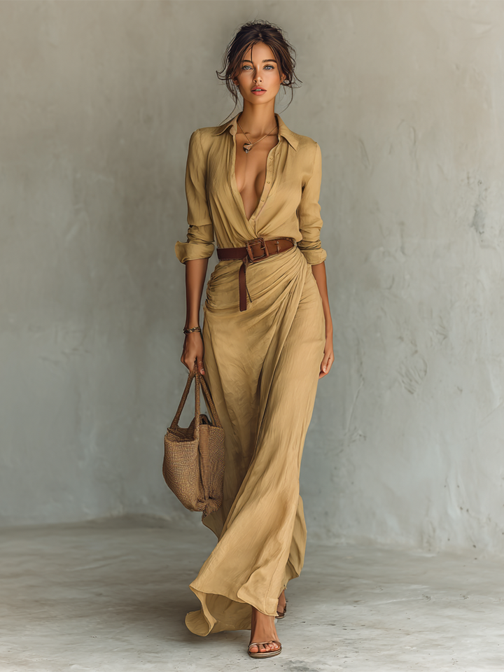 Aurelia™ – Silken Charm Maxi Dress