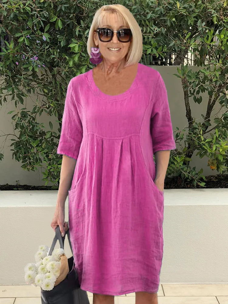 ELYSSIA – CASUAL COTTON POCKET TUNIC DRESS