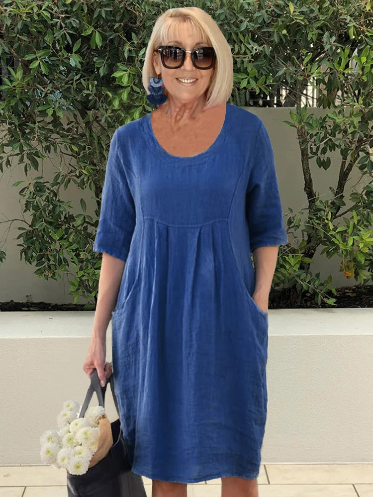 ELYSSIA – CASUAL COTTON POCKET TUNIC DRESS