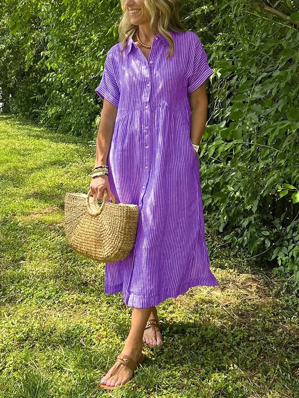 THALESSIA – STRIPED SHIRT DRESS