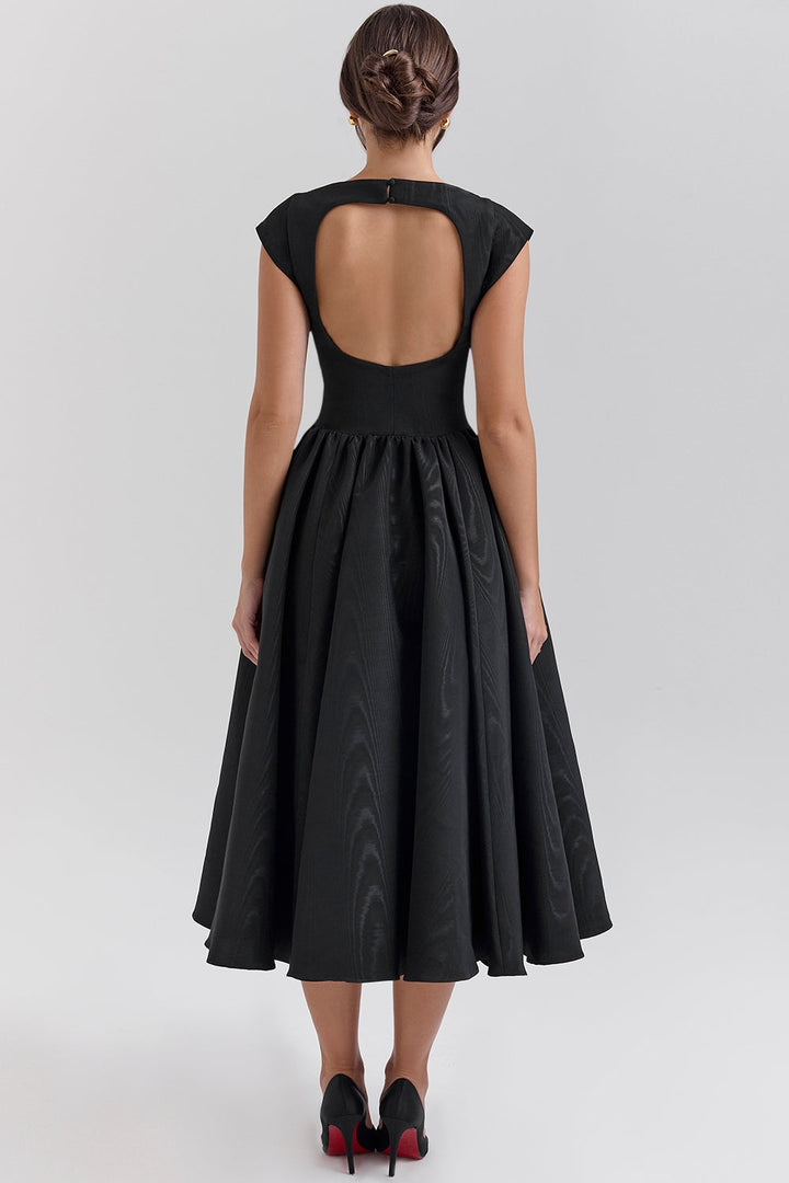 ISENDRIA – SATIN MIDI GOWN FOR SOPHISTICATED ELEGANCE