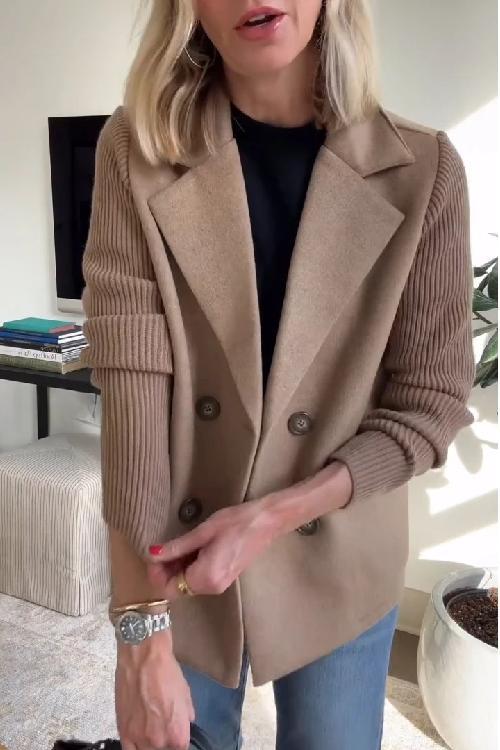 Lenora - Premium Chic Knit-Sleeve Blazer