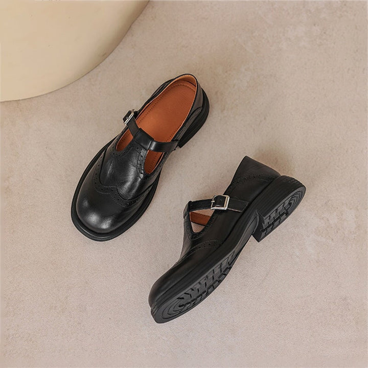 CAMILLE – VINTAGE T-STRAP LEATHER SHOES